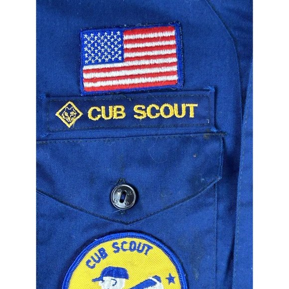 Vintage Cub Scout Boy Scout Uniform Shirt w Multiple Patches Medals Pins - Picture 3 of 16